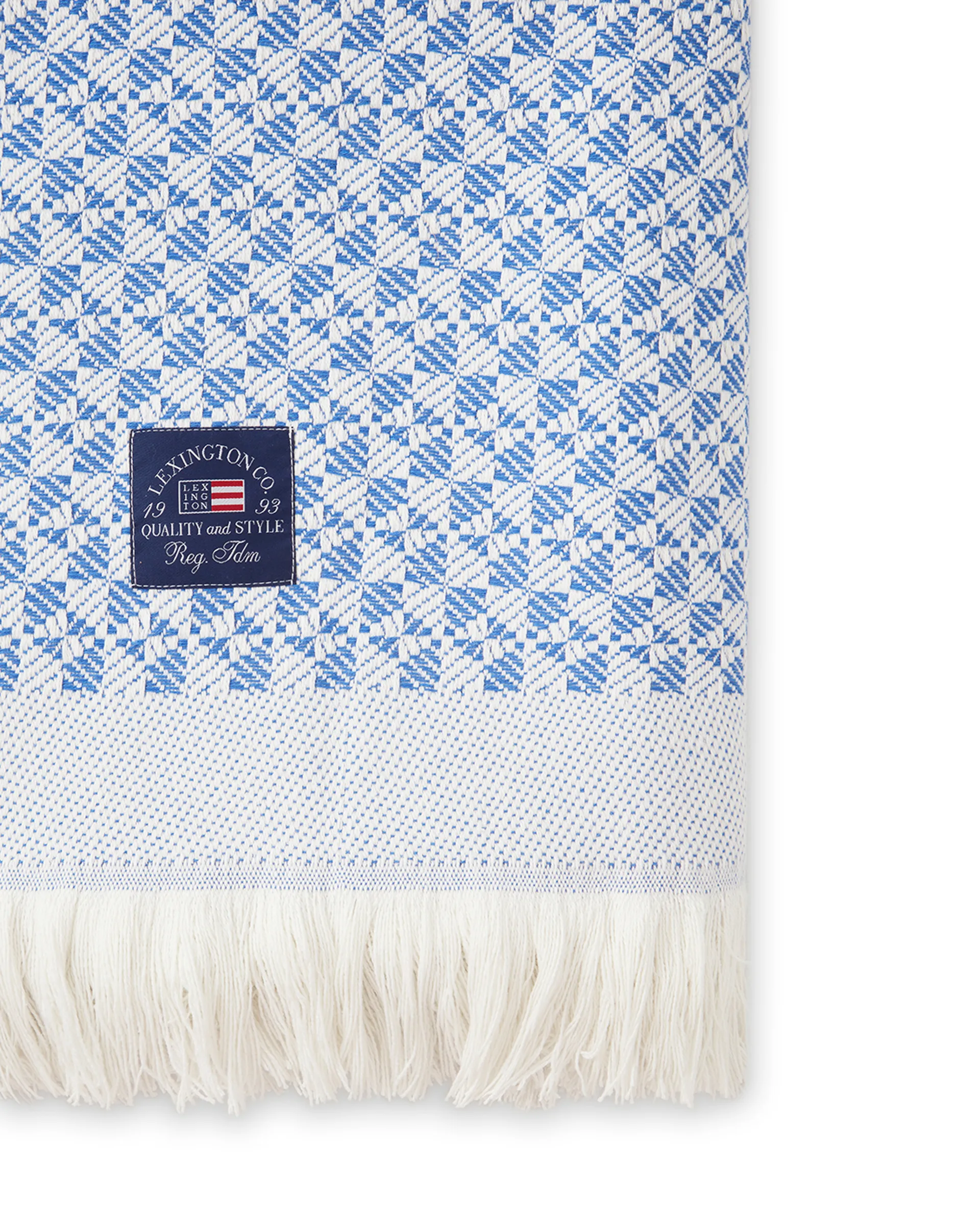 Striped Structured Recycled bomullspledd 130 x 170 cm
, Blå-hvit Lexington