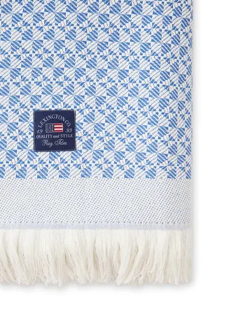 Striped Structured Recycled bomullspledd 130 x 170 cm
 - Blå-hvit - Lexington