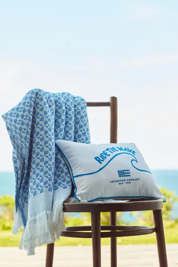 Striped Structured Recycled bomullspledd 130 x 170 cm
 - Blå-hvit - Lexington