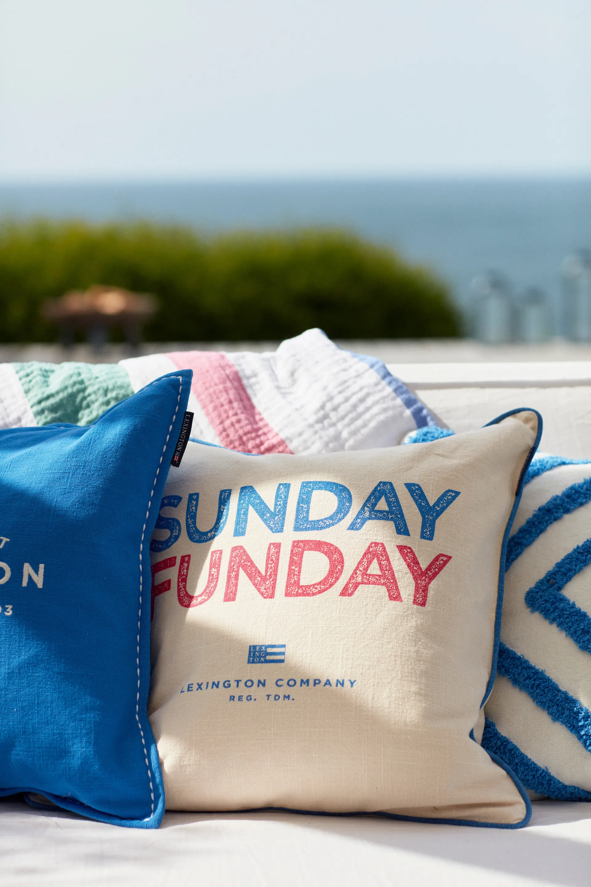 Sunday Funday Printed putetrekk 50 x 50 cm, Beige-blå-rosa Lexington