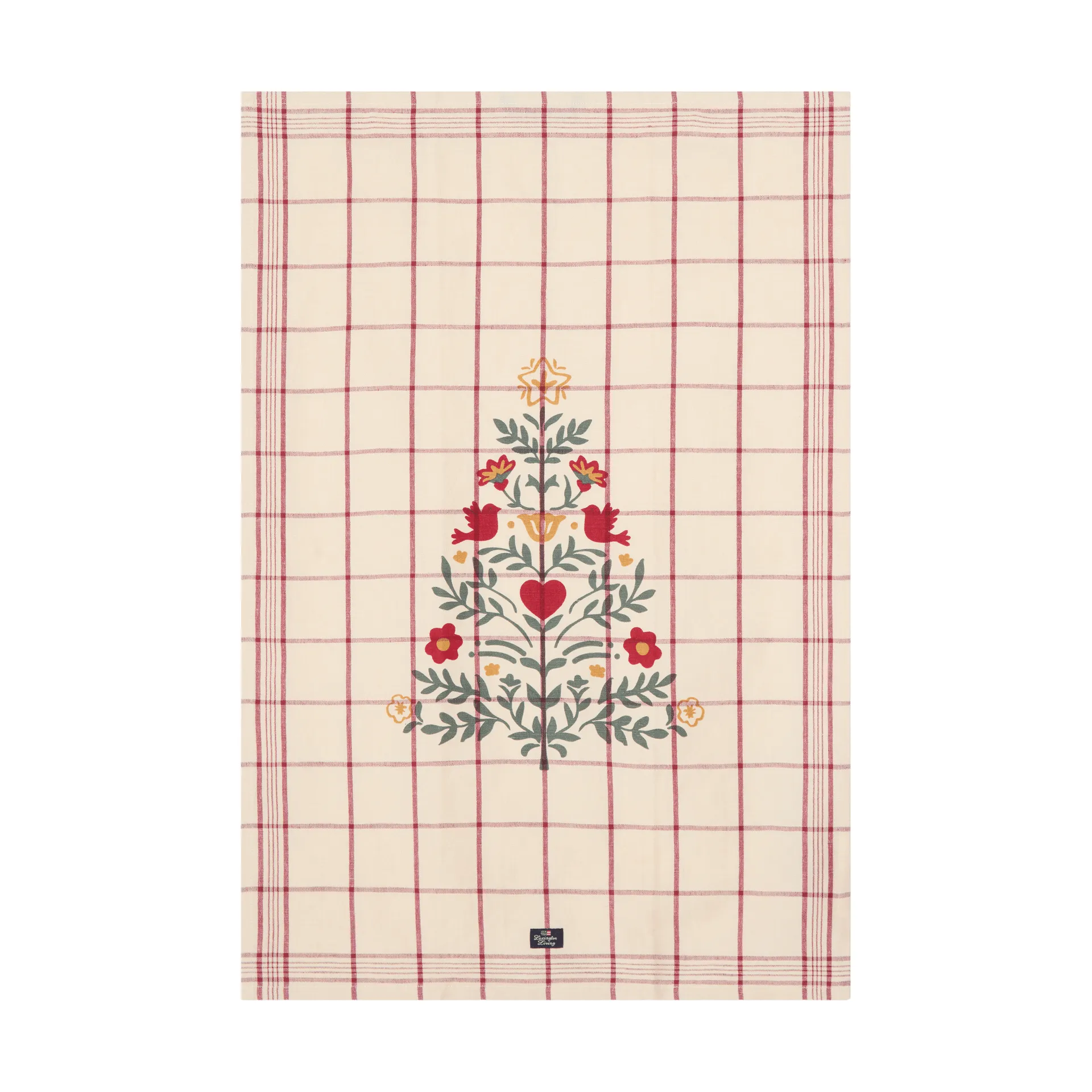 Tree lin/ bomull kjøkkenhåndkle, White-red-green, 50x70 cm Lexington