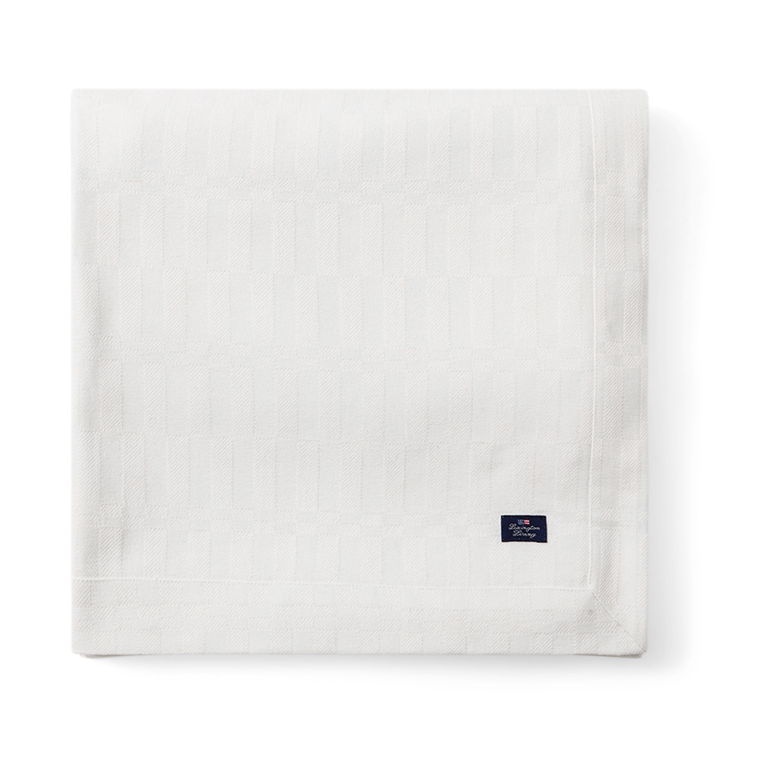 Lexington White Jacquard Cotton duk 150x250 cm Hvit