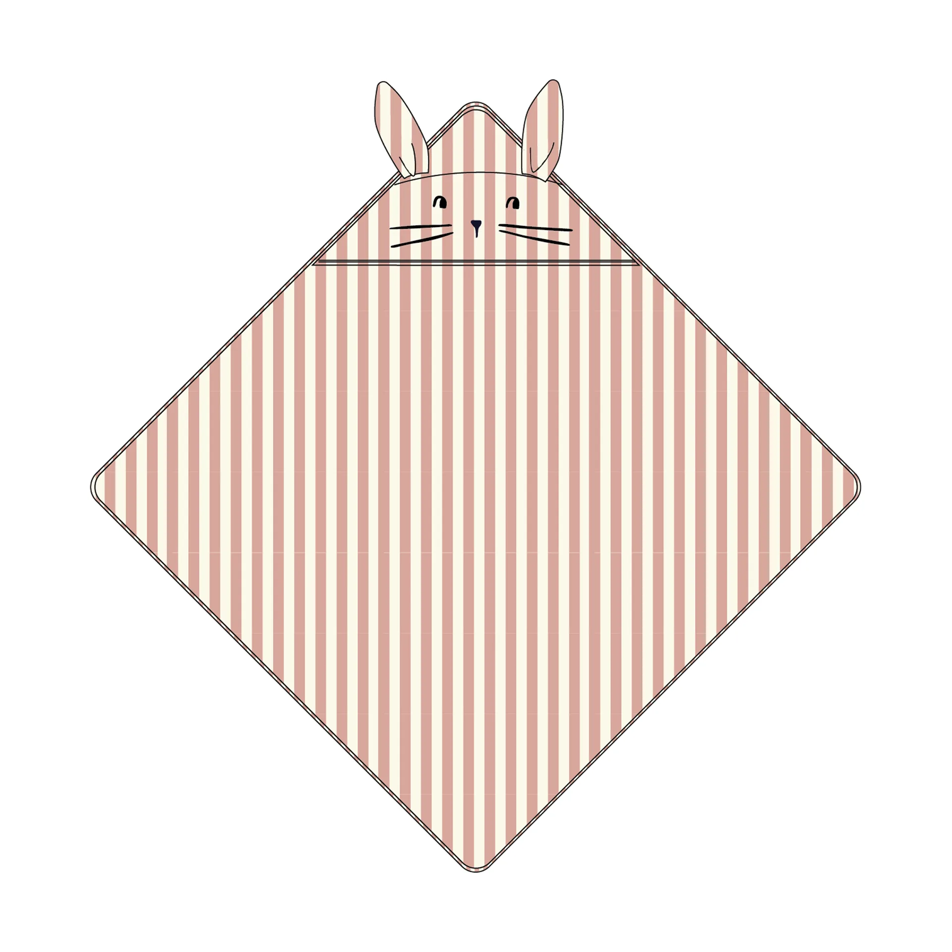 Albert hettehåndkle 70x70 cm, Coral blush-creme de la creme stripe Liewood