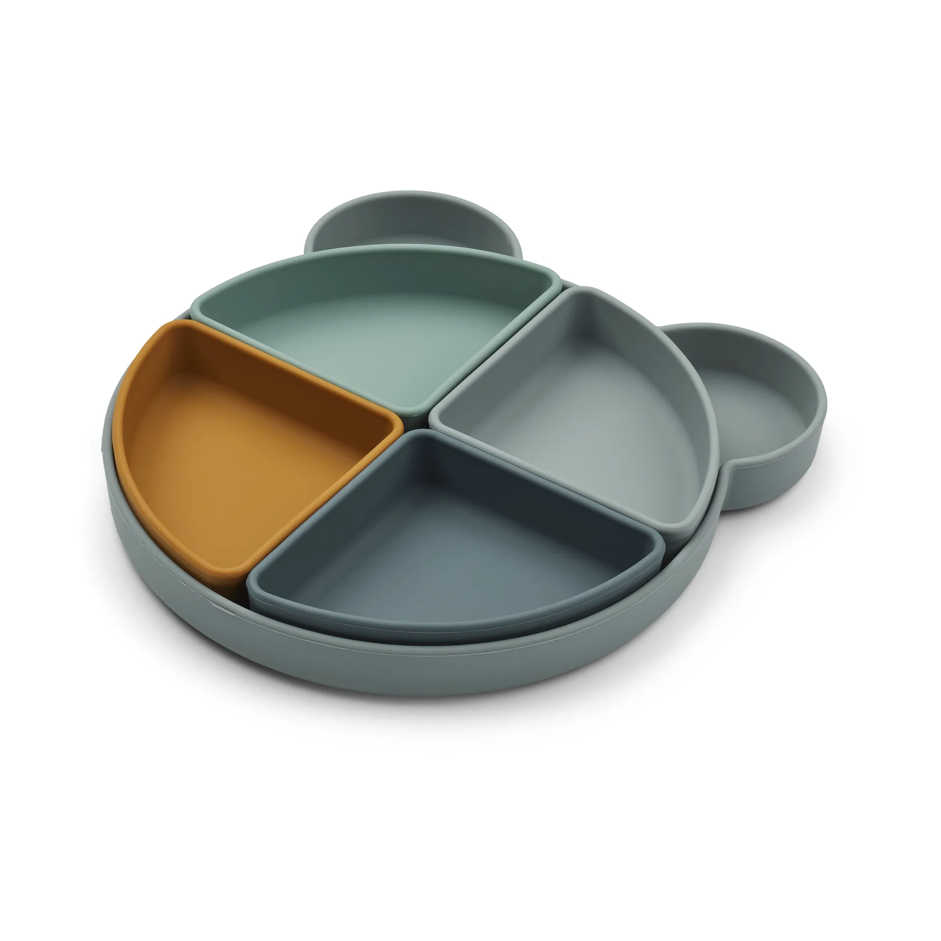 Arne barnetallerken + 4 boller, Mr bear blue fog multi mix Liewood