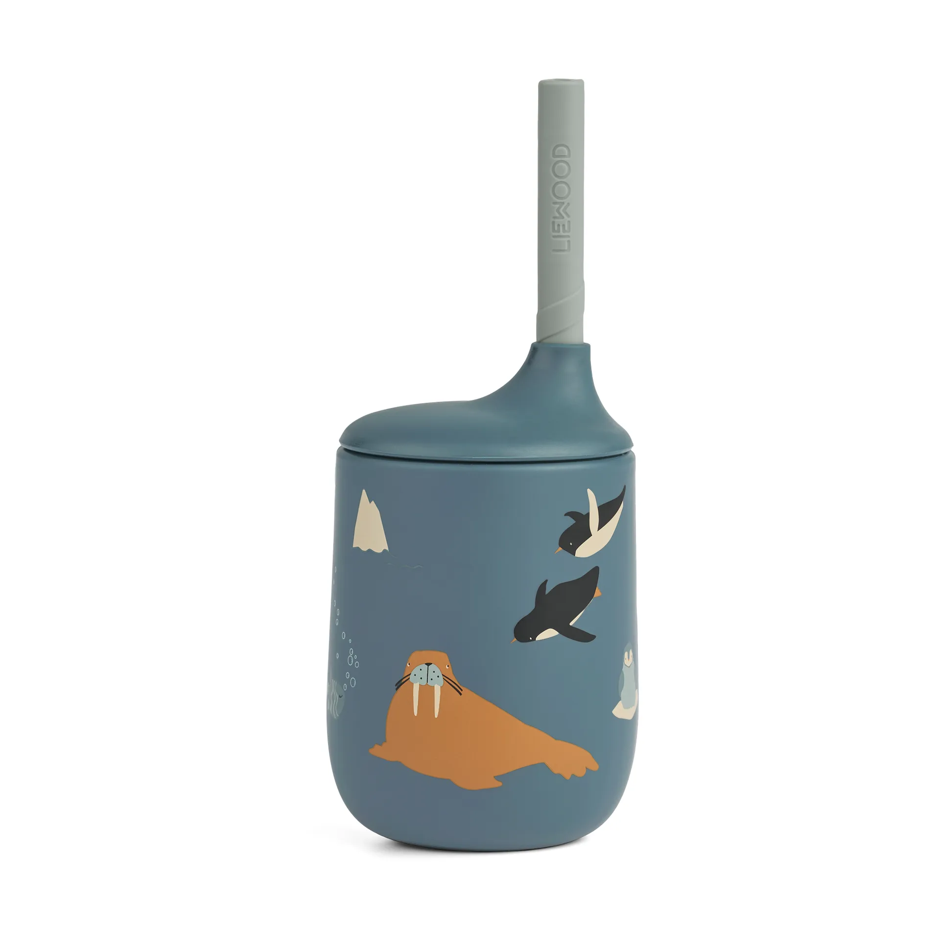 Ellis printed sippy cup tutekopp med sugerør 23 cl, Arctic Sea-Ocean view Liewood
