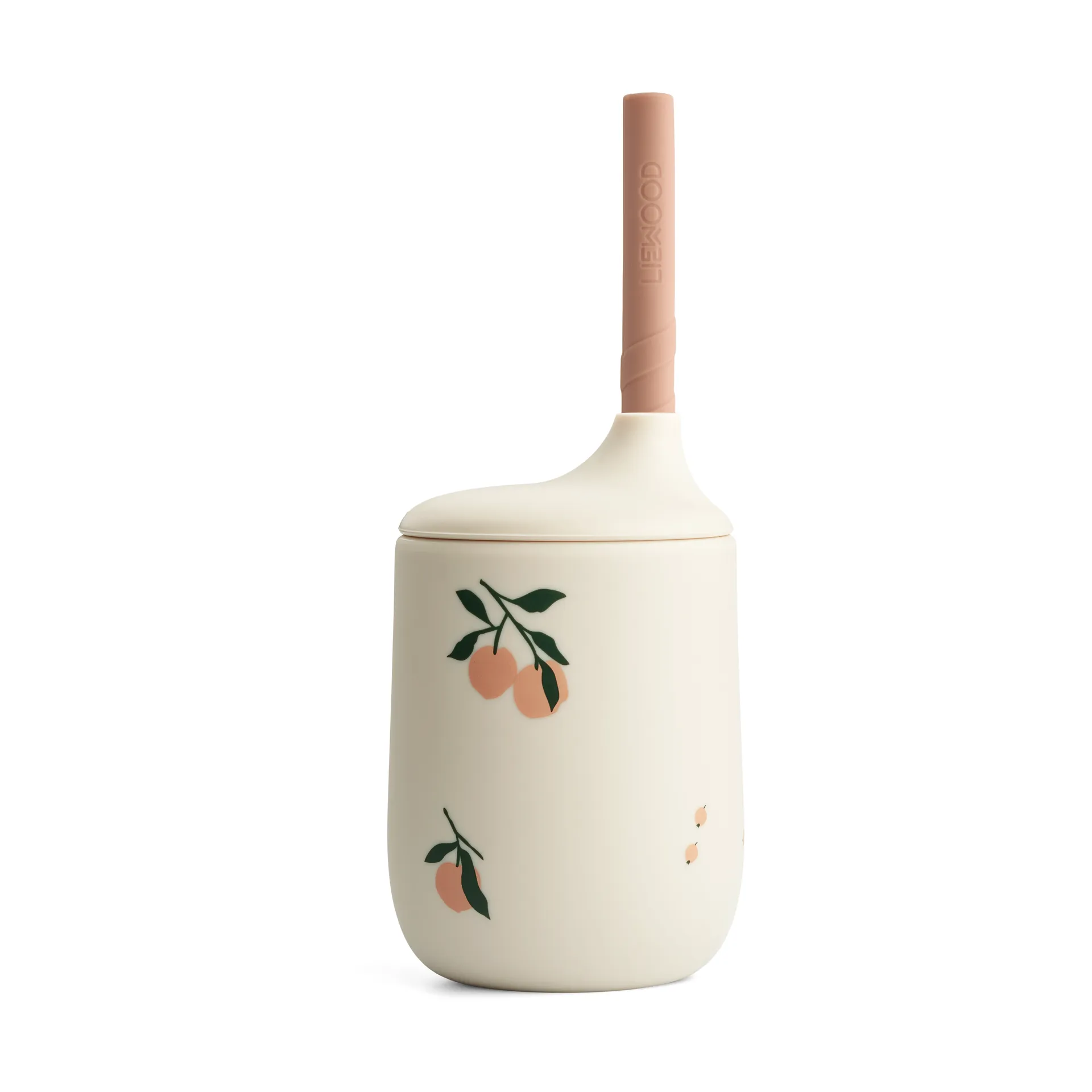 Ellis printed sippy cup tutekopp med sugerør 23 cl, Peach-Sea shell mix Liewood