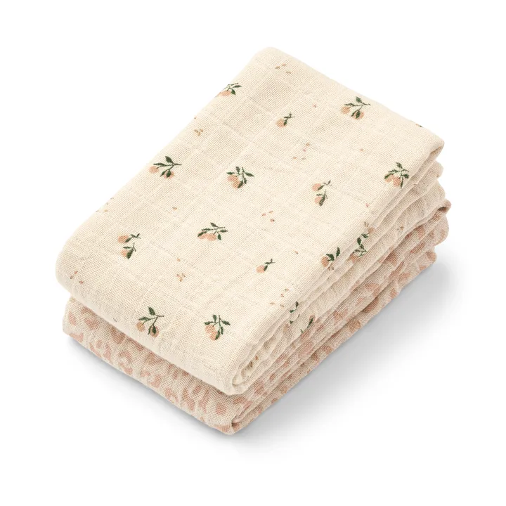 Lewis muslinpledd 2-pakning 65x65 cm - Mini leo-Mini peach mix - Liewood