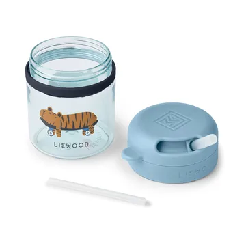 Pavia kopp med sugerør 28 cl - Fun-beach blue - Liewood