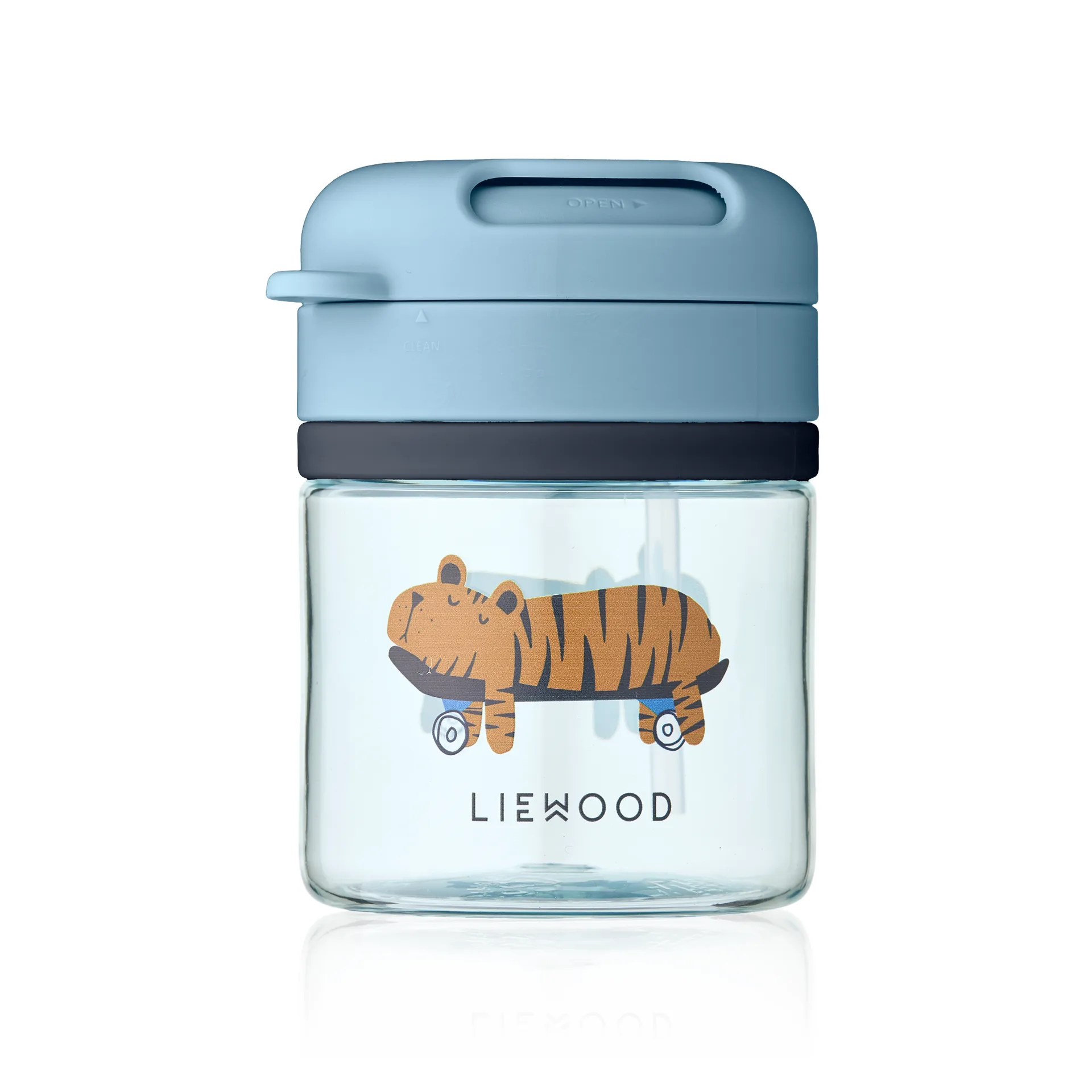 Pavia kopp med sugerør, Fun-beach blue, 28 cl Liewood