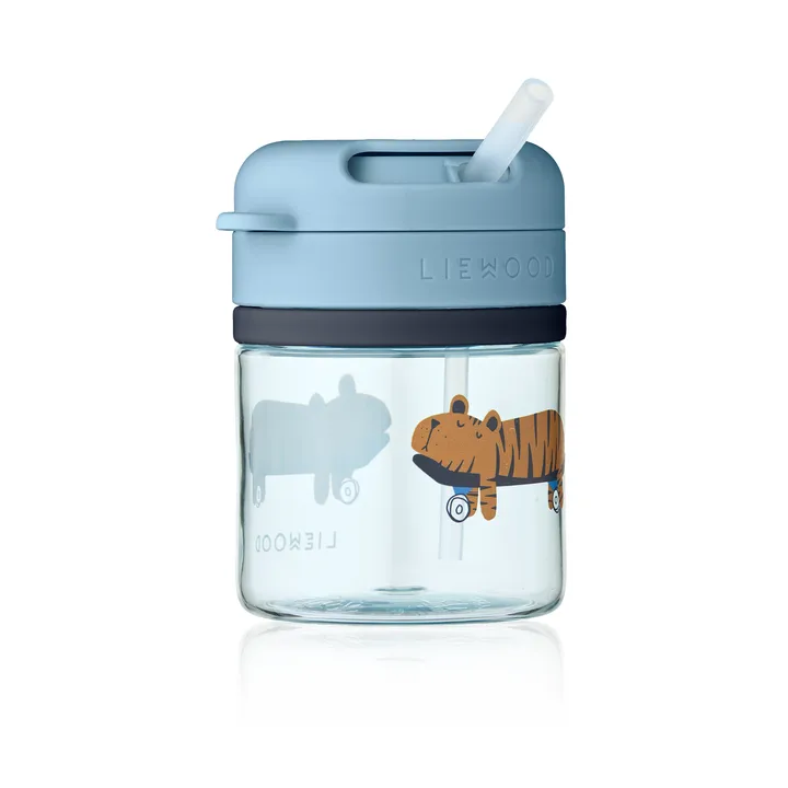 Pavia kopp med sugerør - Fun-beach blue, 28 cl - Liewood