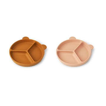 Stacy delt barnetallerken 2-pakning - Mustard-tuscany rose mix - Liewood