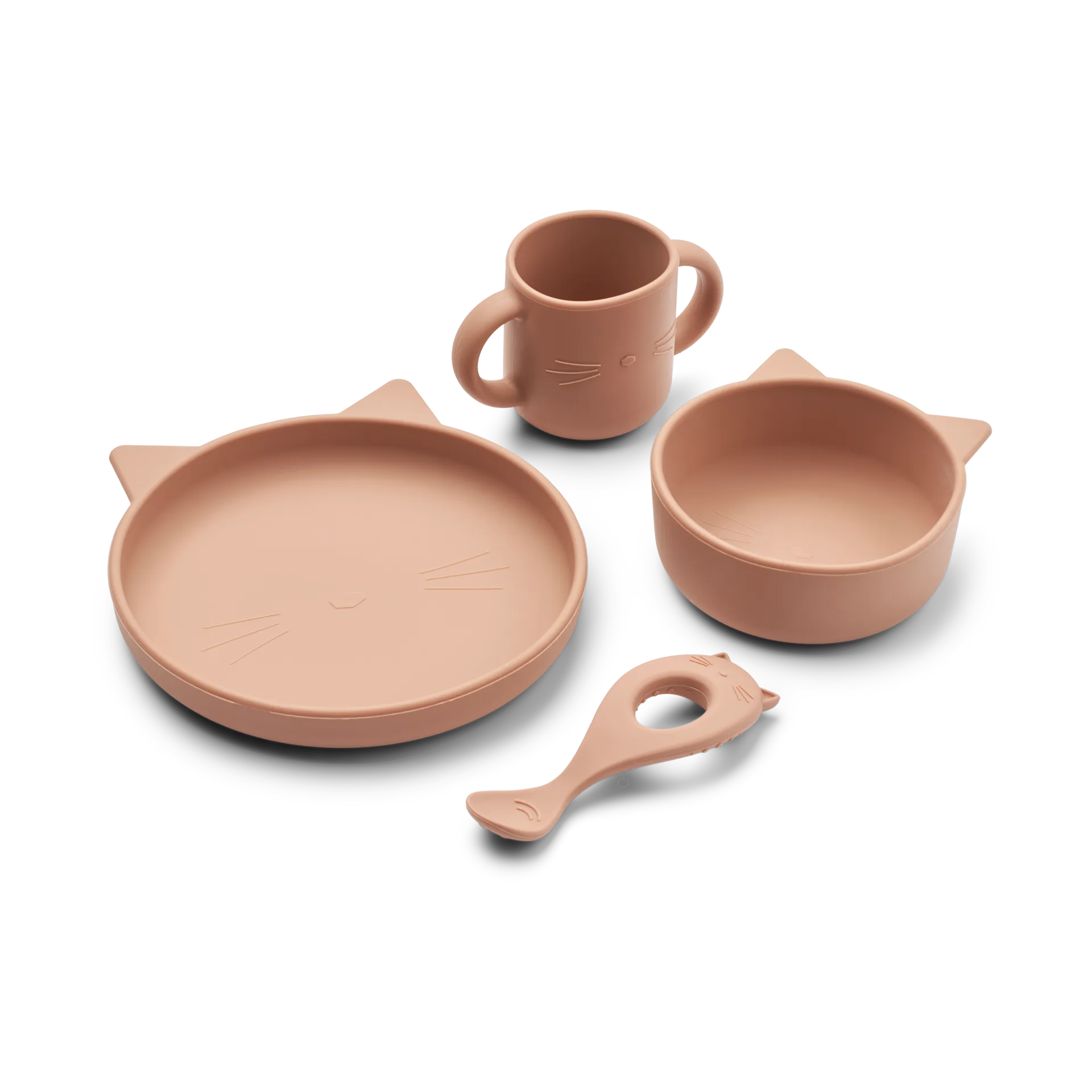 Vivi servisset silikon 4 deler, Cat dark rose Liewood
