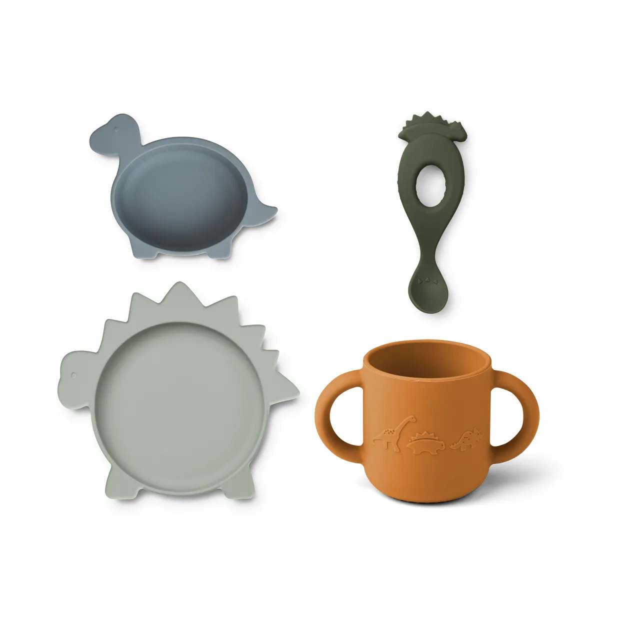 Liewood Vivi servisset silikon 4 deler Dino blue multi mix