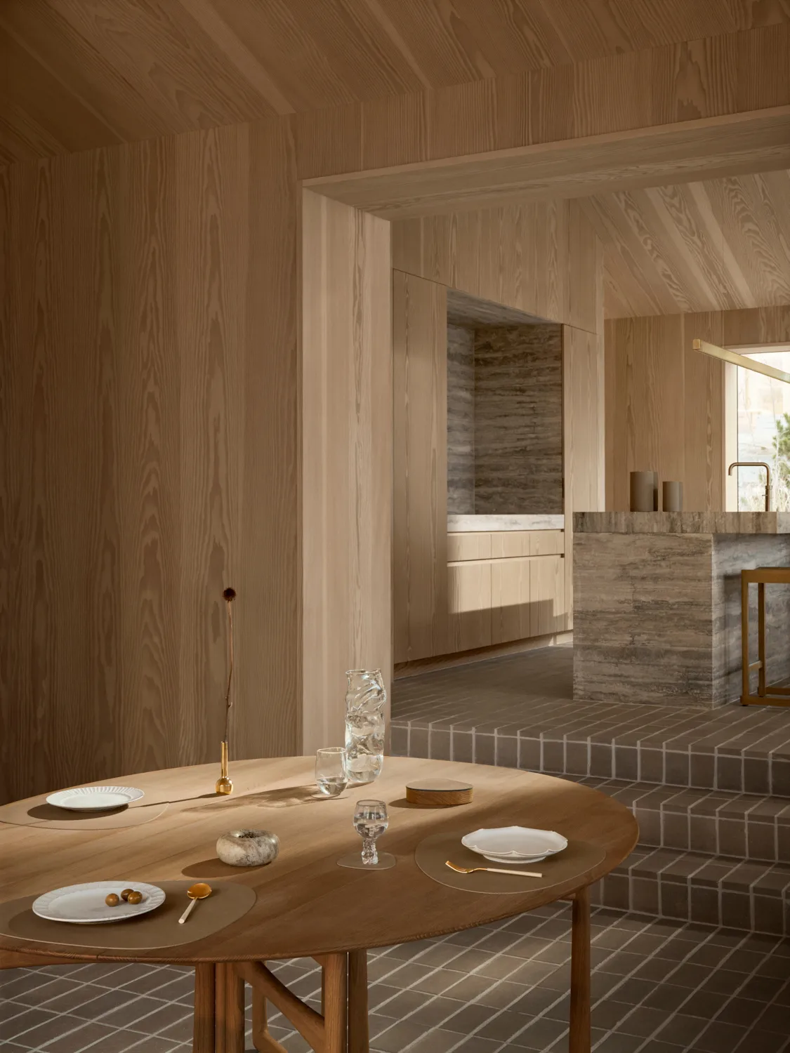 Corduroy bordbrikke curve L, Nougat LIND DNA