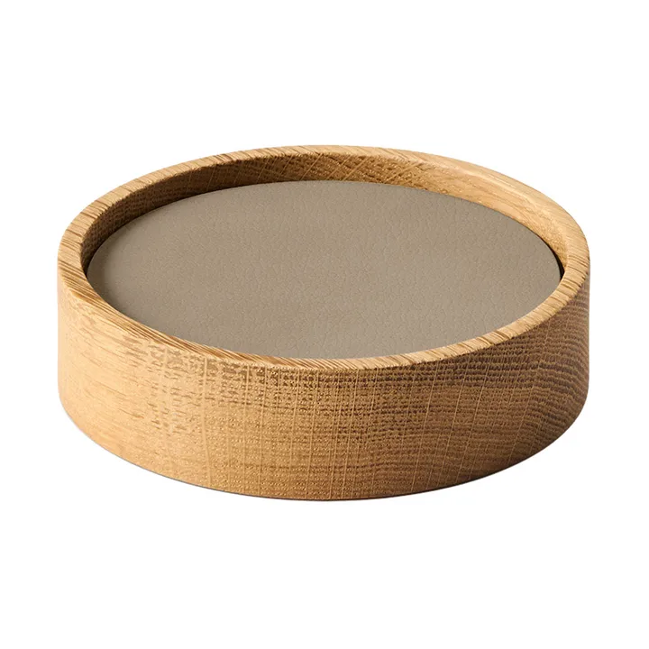 Wood Box glassunderlag sett - Nature-oak, circle, S, Nupo clay brown, 9 deler - LIND DNA