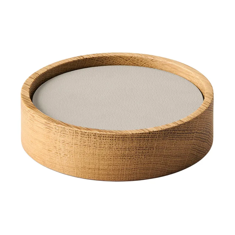 Wood Box glassunderlag sett, Nature-oak, circle, S, Nupo oyster white, 9 deler LIND DNA