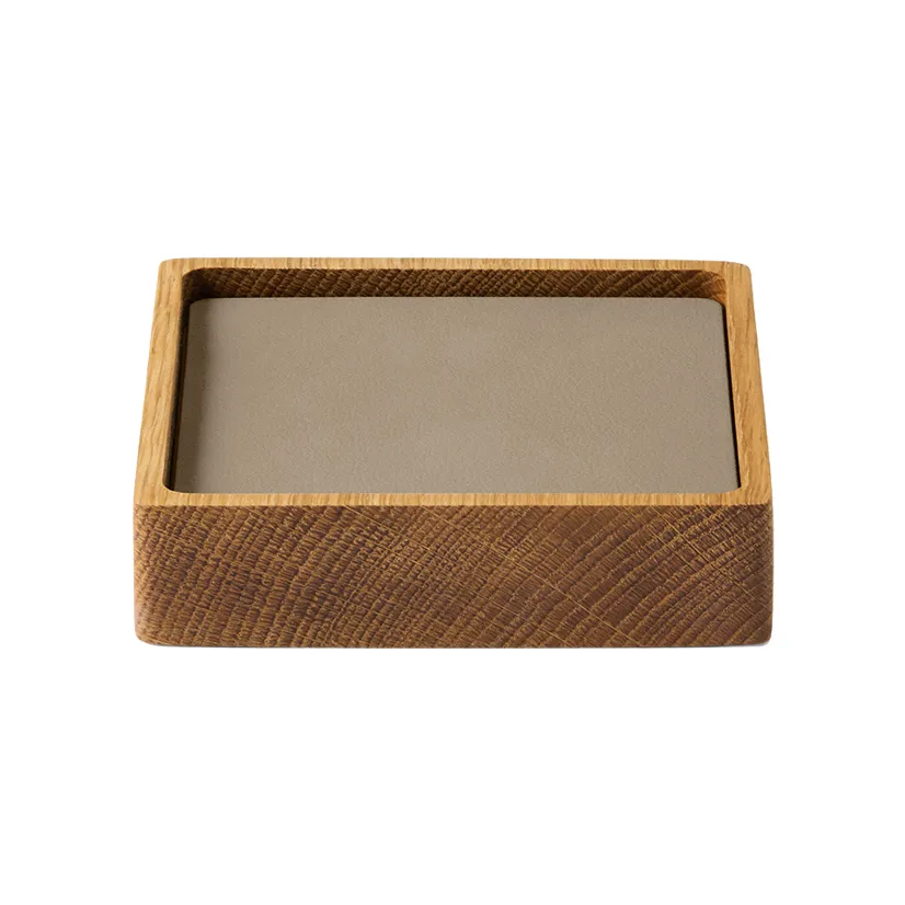 Wood Box glassunderlag sett, Nature-oak, square, S, Nupo clay brown, 9 deler LIND DNA