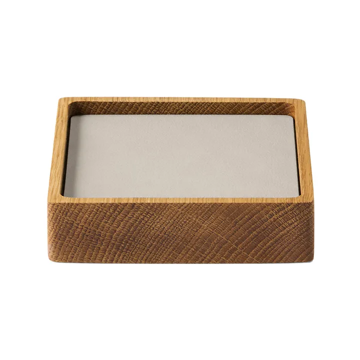 Wood Box glassunderlag sett - Nature-oak, square, S, Nupo oyster white, 9 deler - LIND DNA
