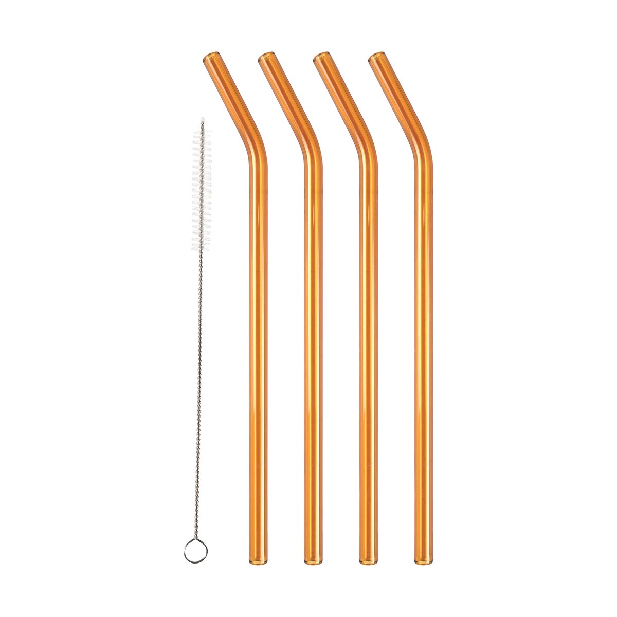 Lyngby - Sugerør med knekk 21,5 cm 4 stk glass amber