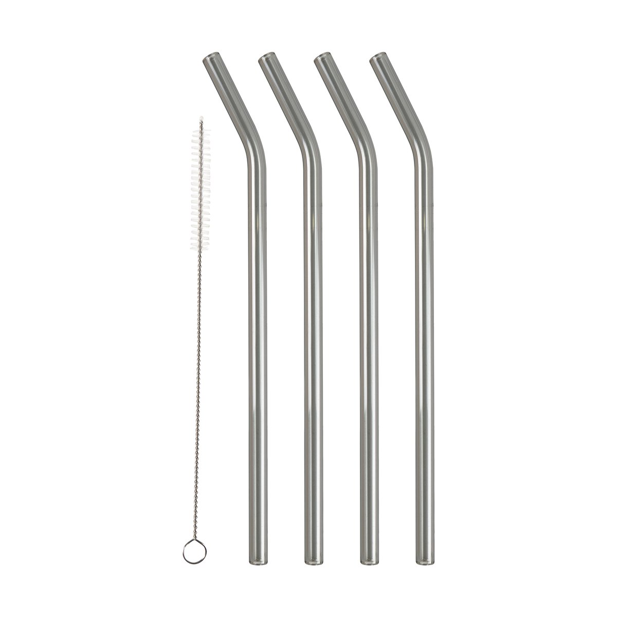Lyngby - Sugerør med knekk 21,5 cm 4 stk glass smoke