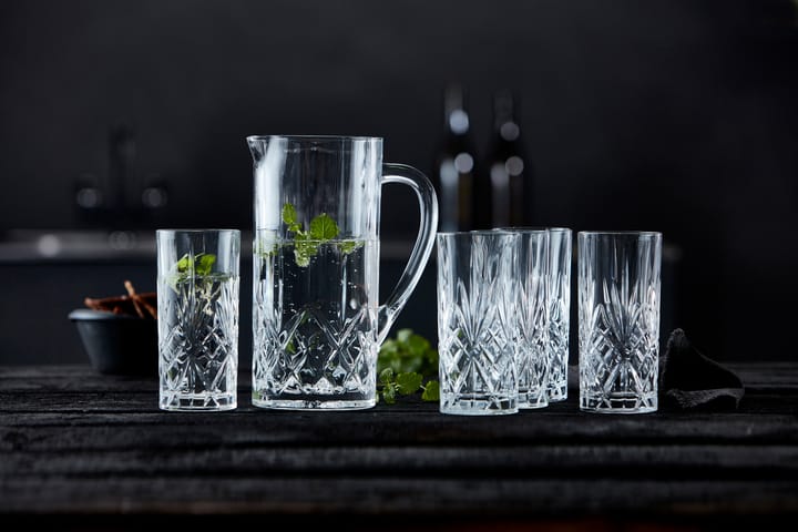 Melodia kanne og highballglass 7 deler, Krystall Lyngby Glas