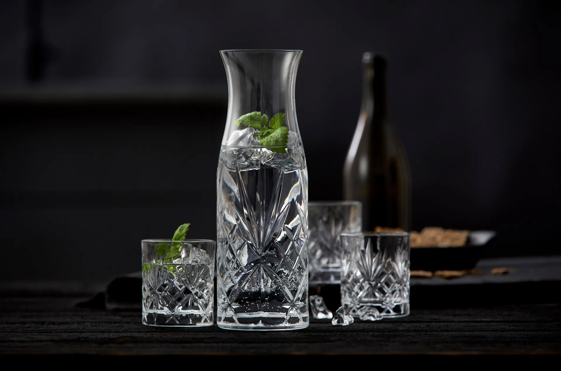 Melodia karaffel og vannglass 7 deler, Krystall Lyngby Glas