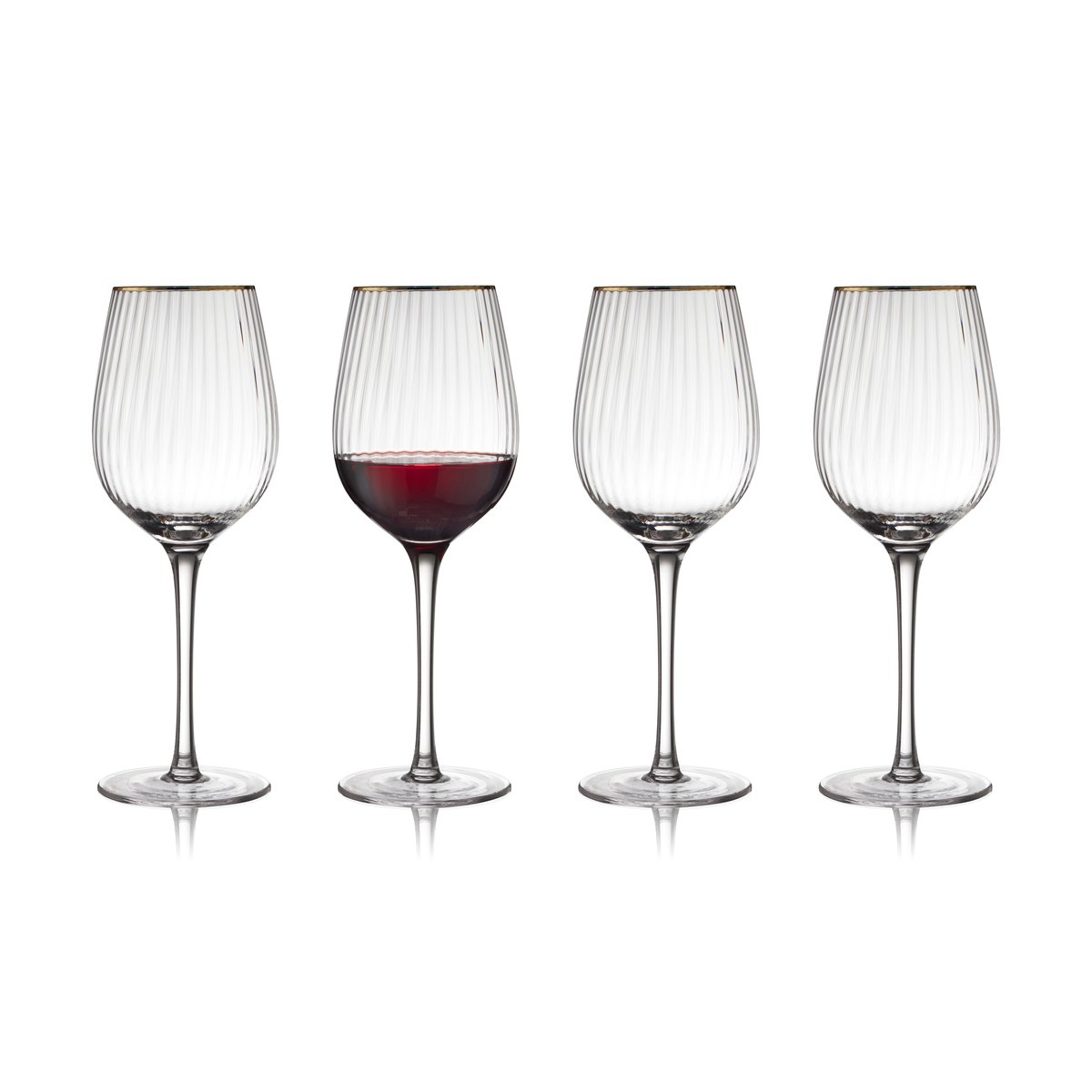 Lyngby Glas Palermo Gold rødvinsglass 40 cl 4-pakning Klar-gull