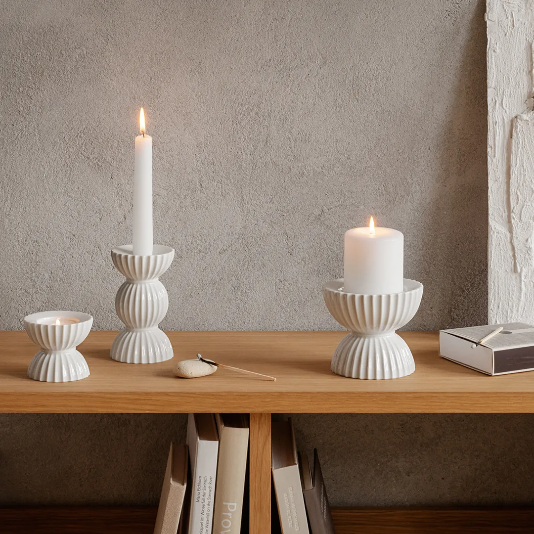 Lyngby Tura telysestake Ø 8 cm, Hvit Lyngby Porcelæn