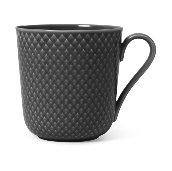Lyngby Porcelæn - Rhombe Earth kopp med hank 39 cl slate