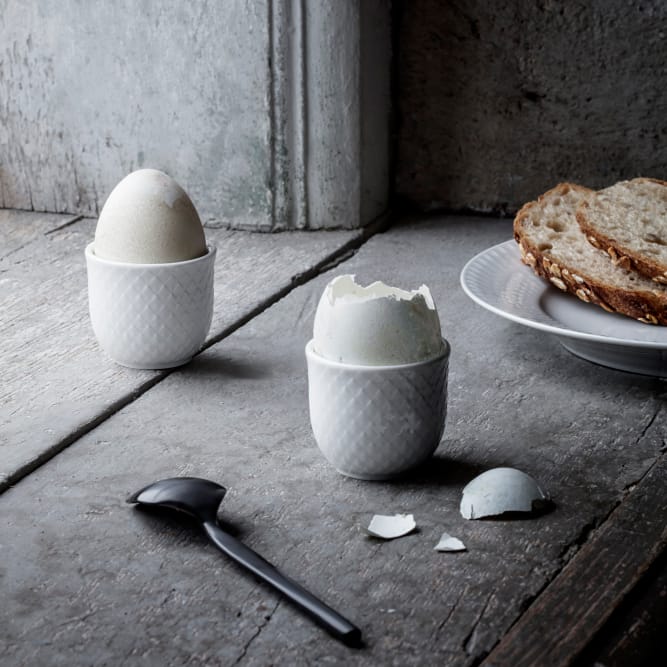 Rhombe eggeglass, 2-stk., hvit Lyngby Porcelæn