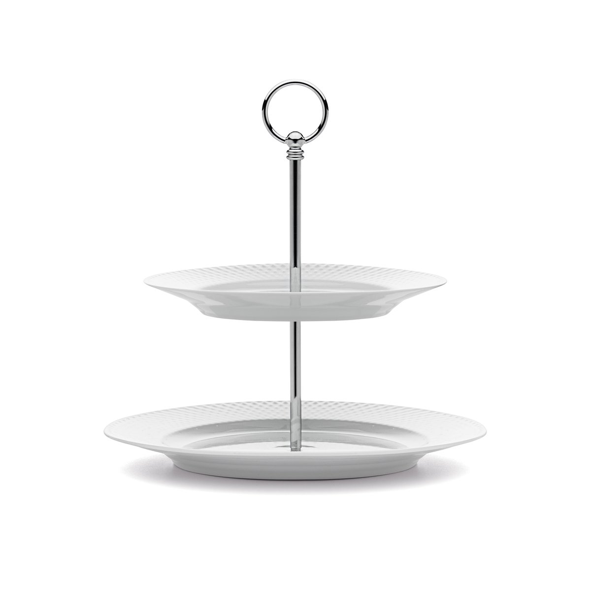Lyngby Porcelæn Rhombe kakefat Ø 27 cm hvit