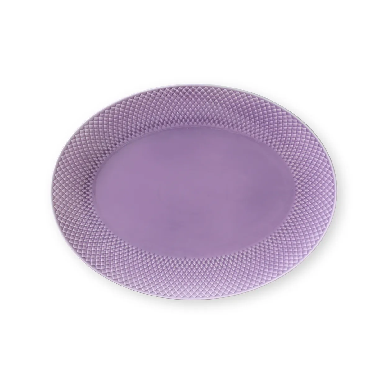 Lyngby Porcelæn Rhombe ovalt serveringsfat 35x26,5 cm Lyselilla