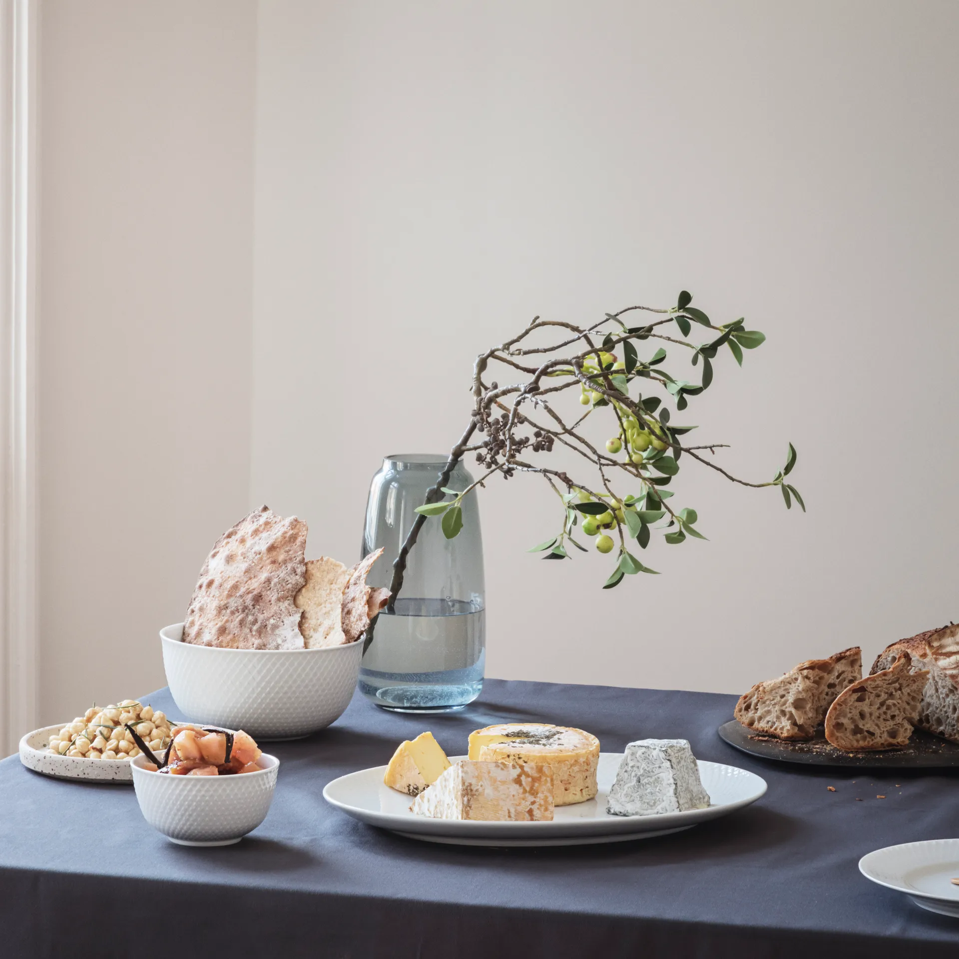 Rhombe serveringskål Ø17,5 cm, hvit Lyngby Porcelæn