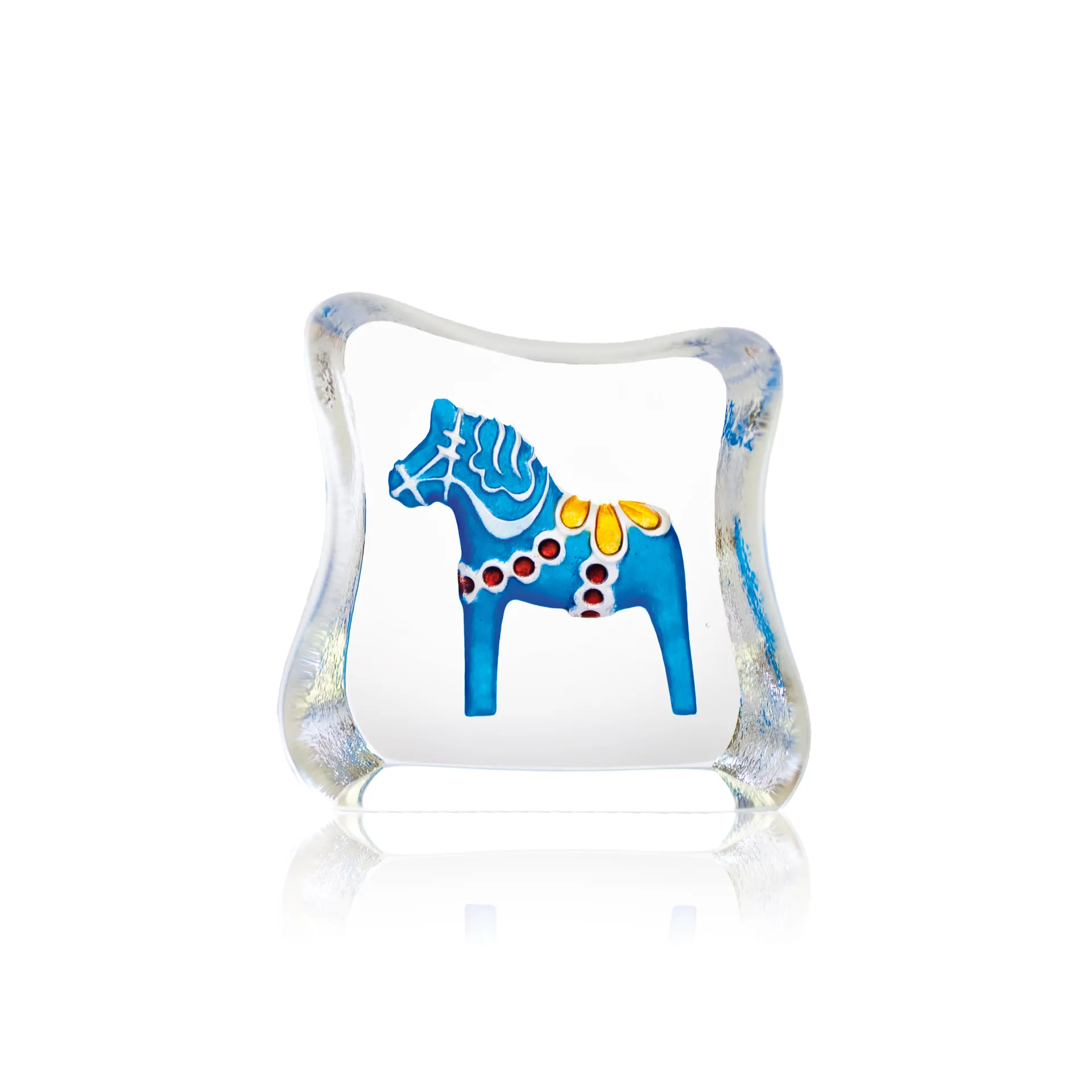 Dalahest glasskulptur blå, Mini Målerås Glasbruk
