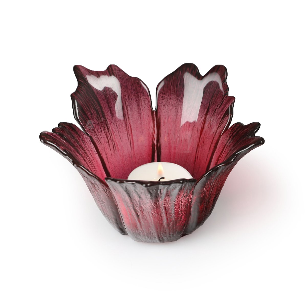 Målerås Glasbruk Fleur lyslykt Ø 14 cm rødrosa