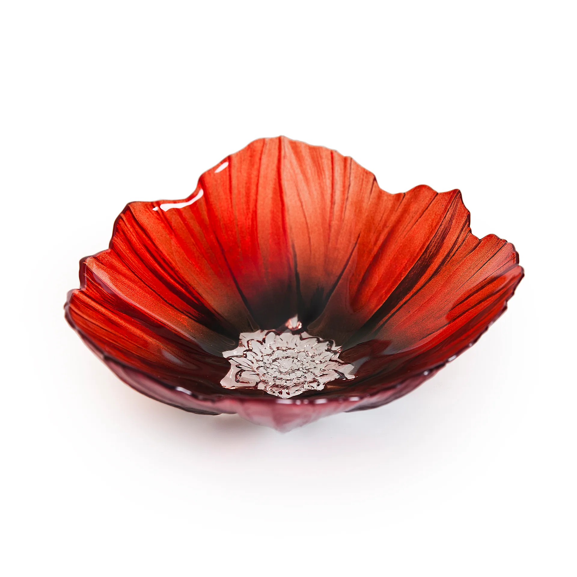 Poppy skål medium, Rød-svart Målerås Glasbruk