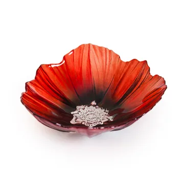 Poppy skål medium - Rød-svart - Målerås Glasbruk