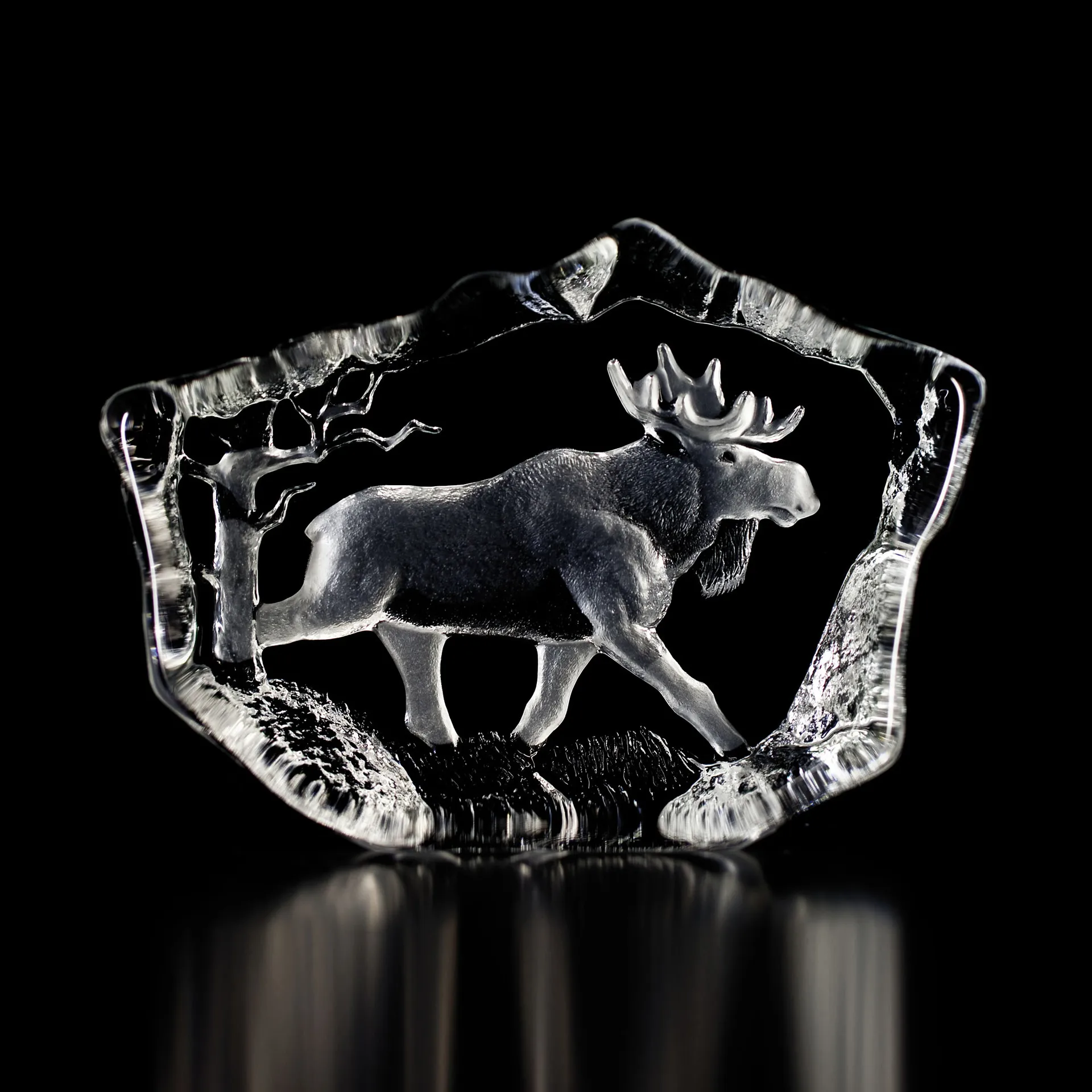 Wildlife glasskulptur, elg Målerås Glasbruk