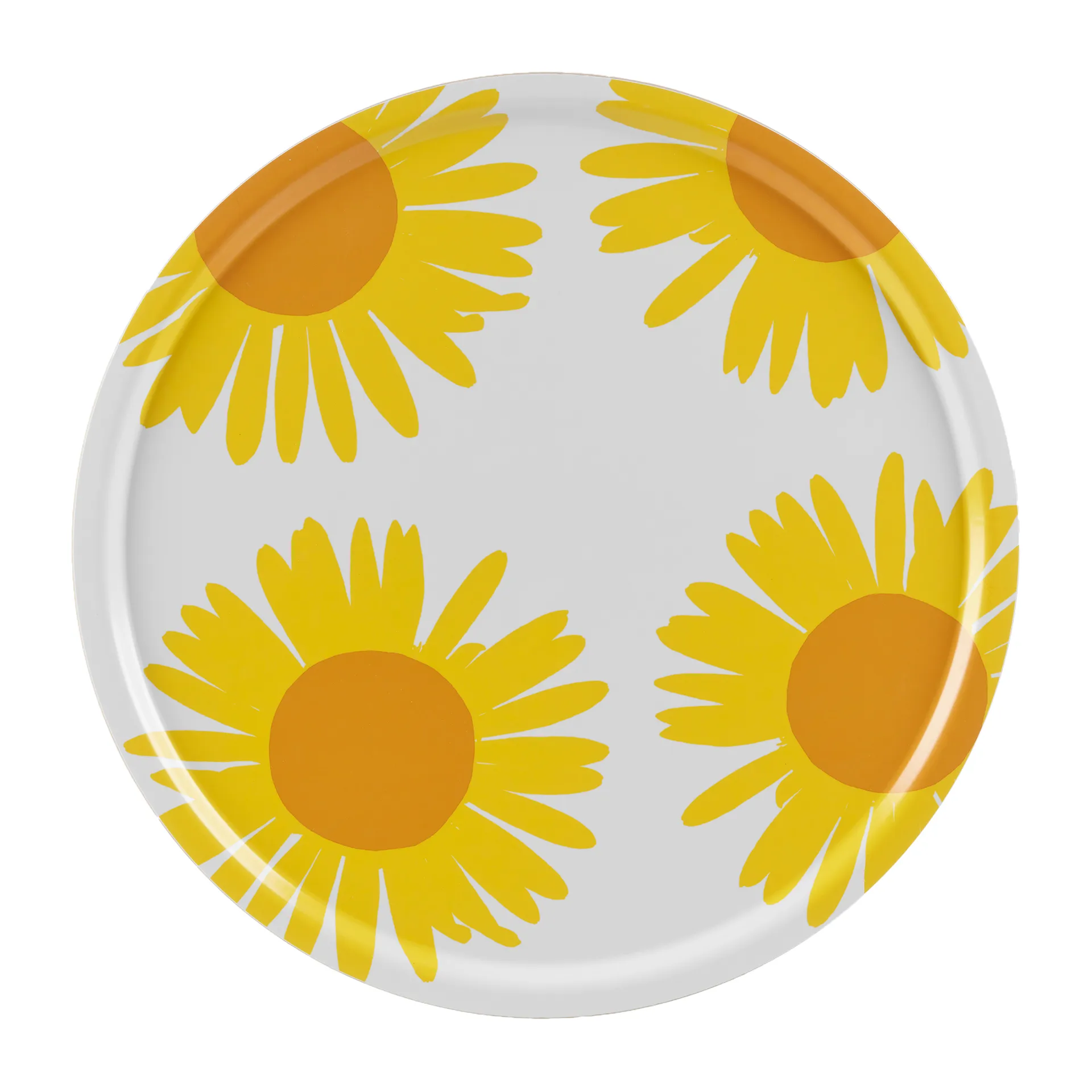 Auringonkukka brett Ø 65 cm, Gul-hvit Marimekko