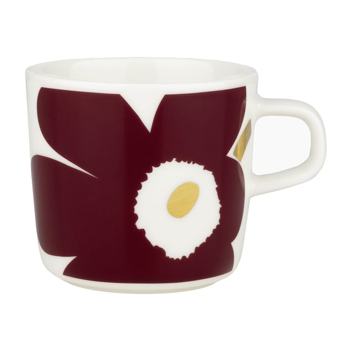Juhla Unikko kaffekopp 20 cl, Hvit-vinrød-gull Marimekko