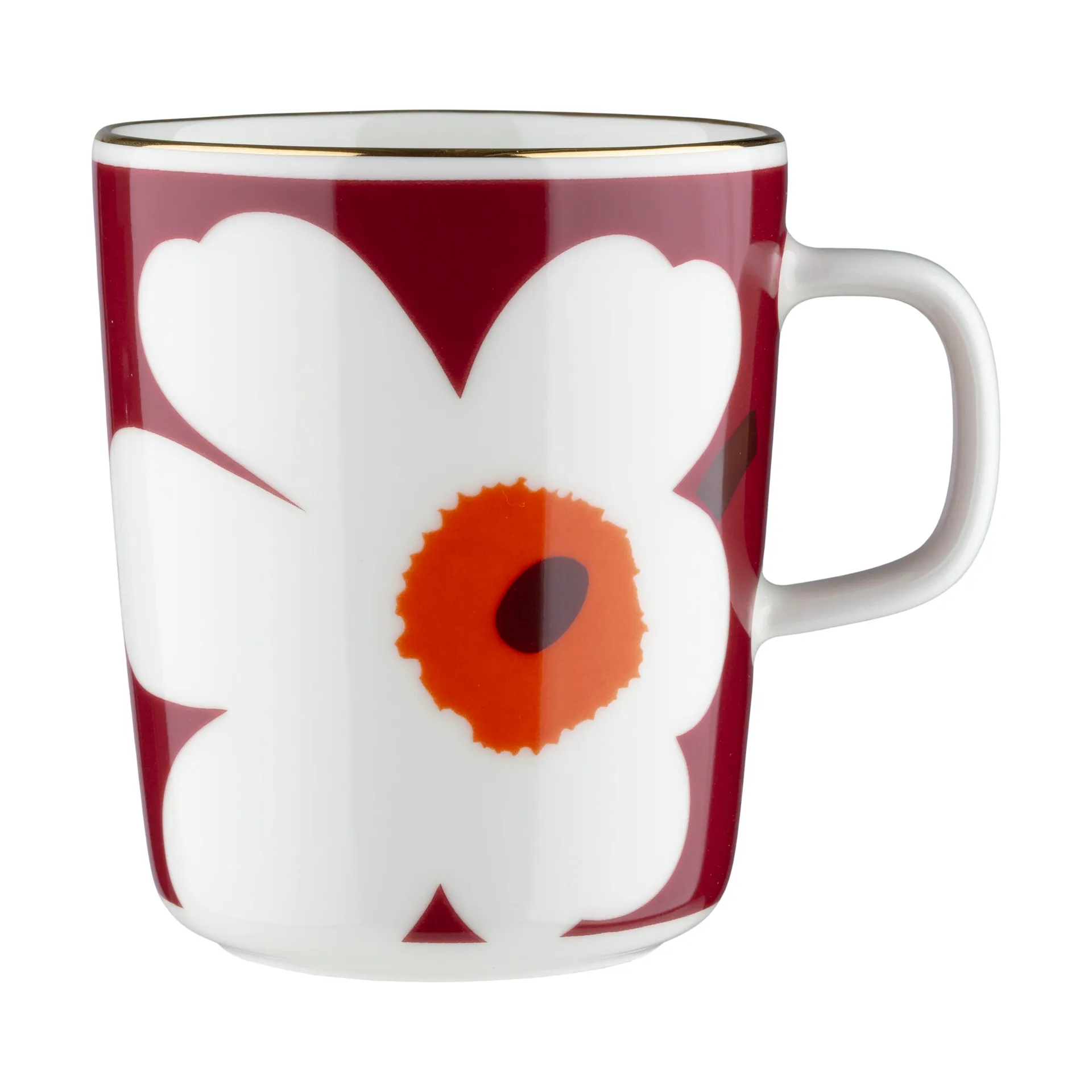 Juhla Unikko kopp 25 cl 2-stk., White-burgundy-gold Marimekko