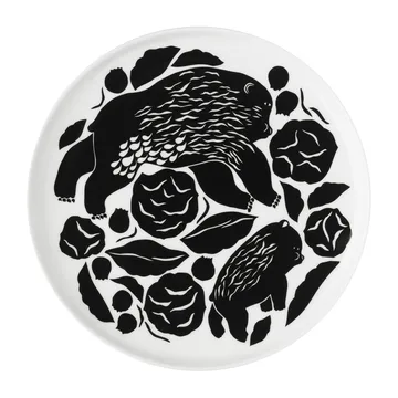 Karhuemo tallerken Ø 20 cm - Hvit-mørkegrønn - Marimekko