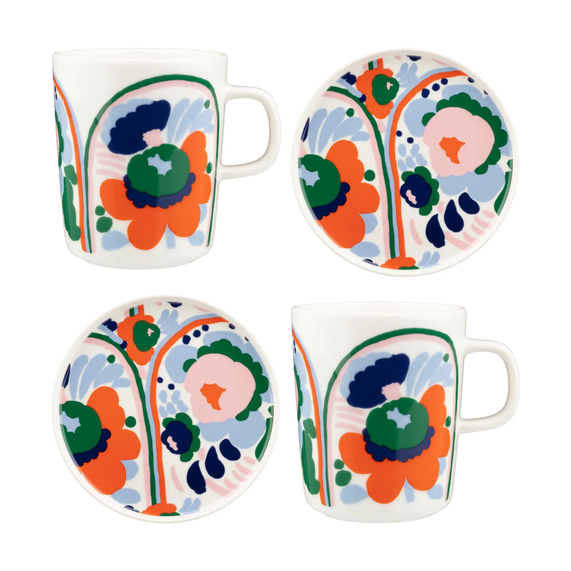 Karuselli servise 4 deler, White-orange-blue-emerald Marimekko