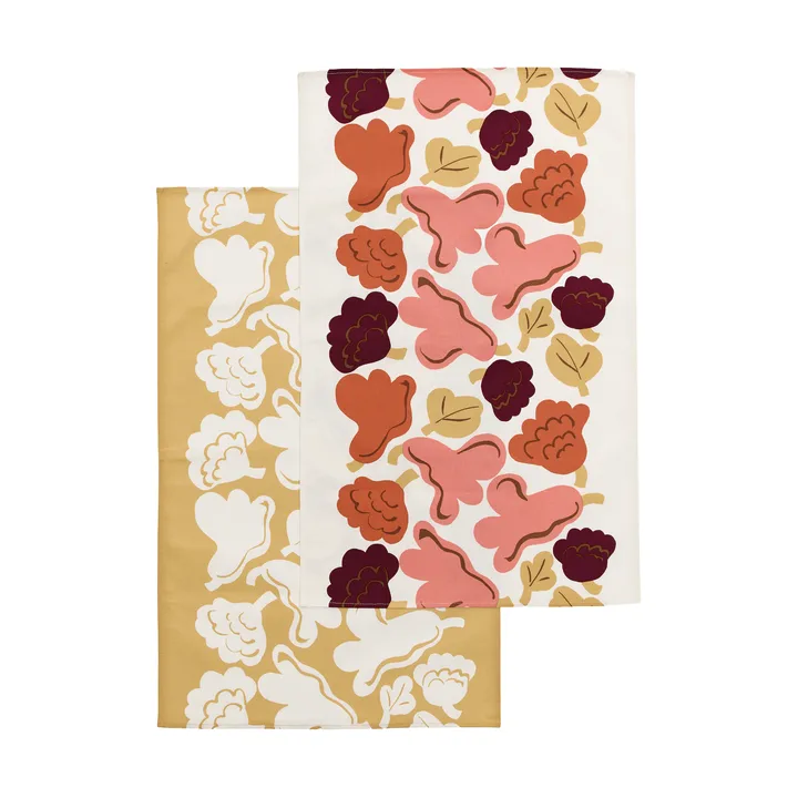 Kukasta Kukkaan kjøkkenhåndkle - Off white-pink-terrac-ochre, 2-pakning - Marimekko