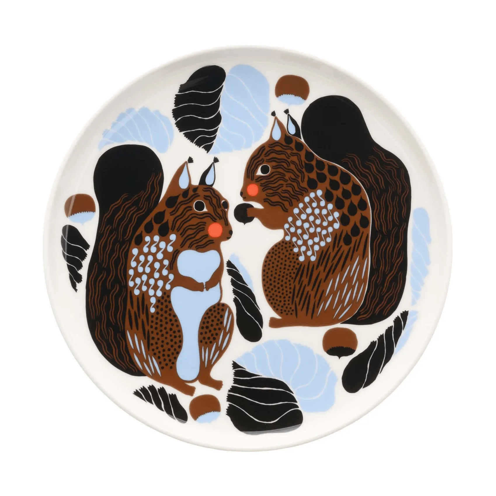 Kurre tallerken, White-brown-black-light blue Marimekko