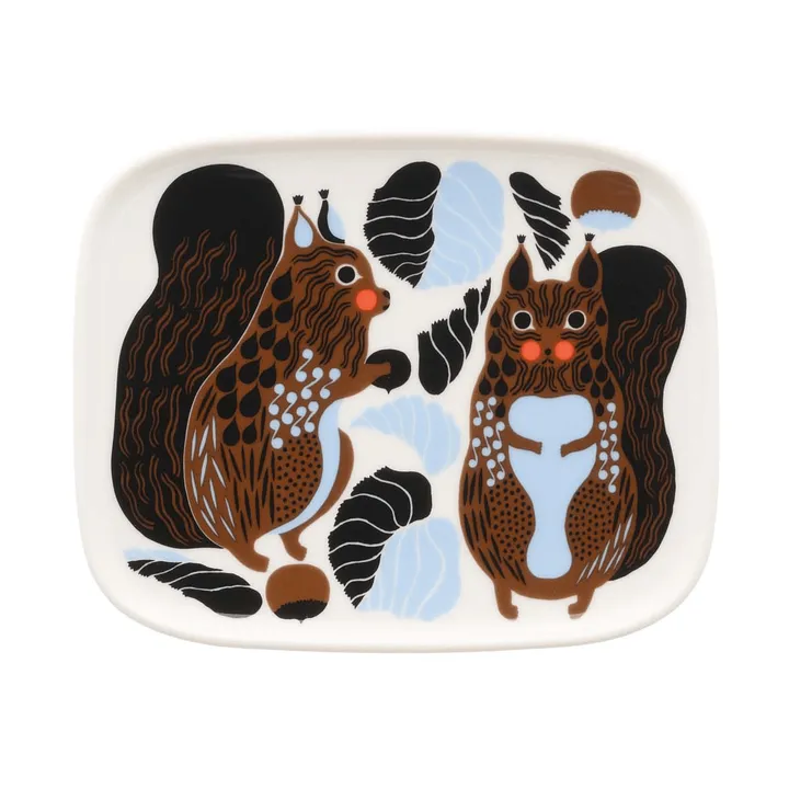 Kurre tallerken - White-brown-black-light blue - Marimekko