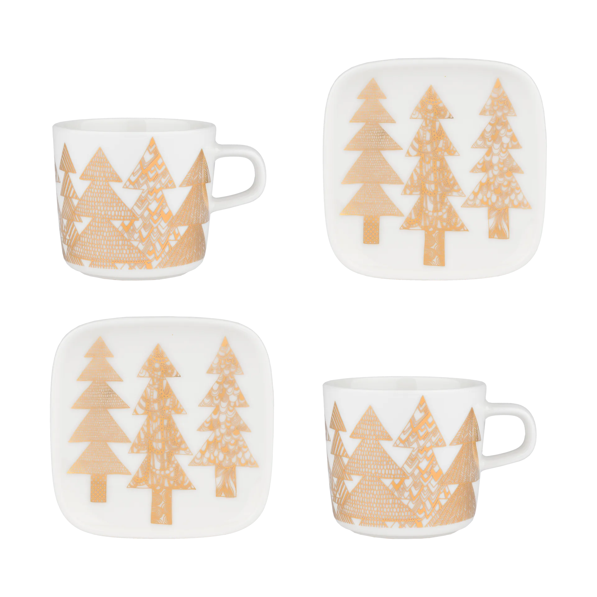 Kuusikossa kopp og tallerkensett 20 cl 4 deler, White-gold Marimekko