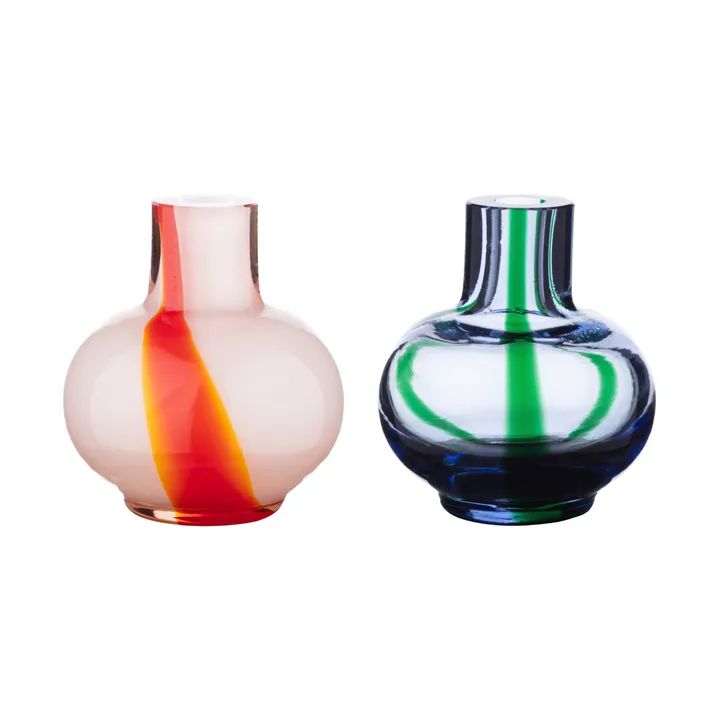 Mini vase 2 deler - Light blue-dark green-red-white - Marimekko