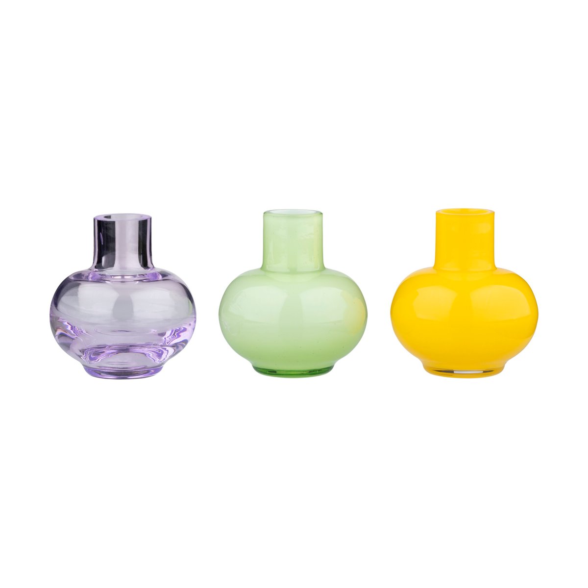 Marimekko Mini vase 3 deler Pale green-lemon-amethyst
