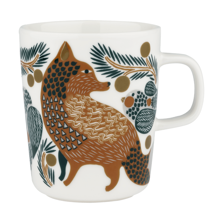 Oiva Ketunmarja kopp 25 cl, White-brown-dark green Marimekko